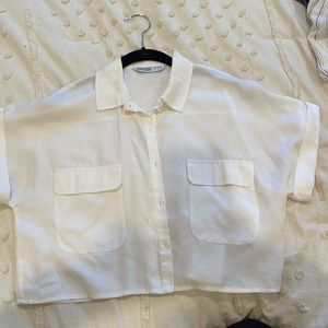 Zara White Crop Top Blouse